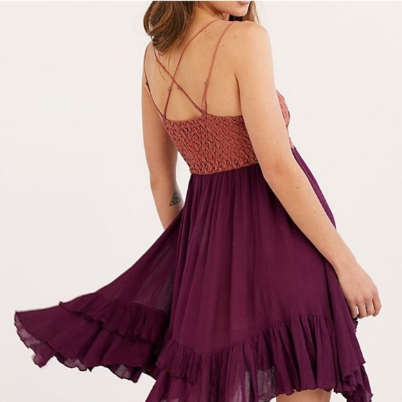 Free People FP One Adella Slip Mini Crochet Dress Size Small Copper Combo - Picture 2 of 11